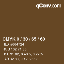 カラーコード: CMYK 0 / 30 / 65 / 60 | qconv.com