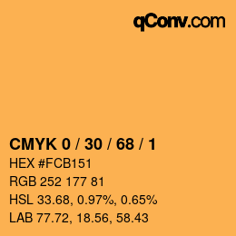 Color code: CMYK 0 / 30 / 68 / 1 | qconv.com