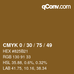 颜色代码: CMYK 0 / 30 / 75 / 49 | qconv.com