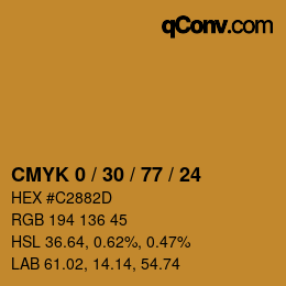 颜色代码: CMYK 0 / 30 / 77 / 24 | qconv.com