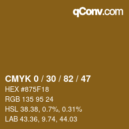 Color code: CMYK 0 / 30 / 82 / 47 | qconv.com