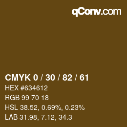Farbcode: CMYK 0 / 30 / 82 / 61 | qconv.com