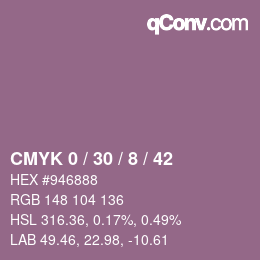 カラーコード: CMYK 0 / 30 / 8 / 42 | qconv.com