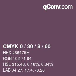 カラーコード: CMYK 0 / 30 / 8 / 60 | qconv.com
