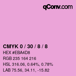 カラーコード: CMYK 0 / 30 / 8 / 8 | qconv.com