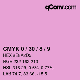 カラーコード: CMYK 0 / 30 / 8 / 9 | qconv.com