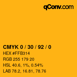 颜色代码: CMYK 0 / 30 / 92 / 0 | qconv.com