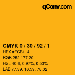 Color code: CMYK 0 / 30 / 92 / 1 | qconv.com