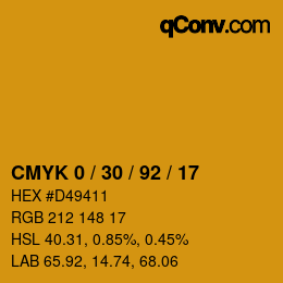 カラーコード: CMYK 0 / 30 / 92 / 17 | qconv.com