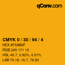 Color code: CMYK 0 / 30 / 94 / 4 | qconv.com