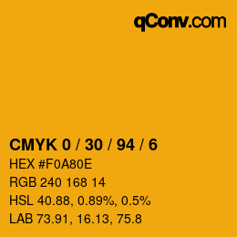 カラーコード: CMYK 0 / 30 / 94 / 6 | qconv.com