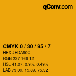 颜色代码: CMYK 0 / 30 / 95 / 7 | qconv.com