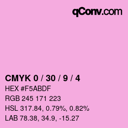 カラーコード: CMYK 0 / 30 / 9 / 4 | qconv.com