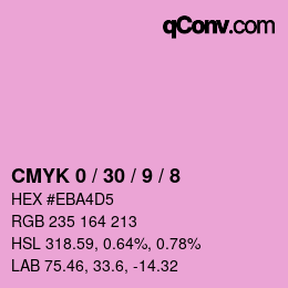 カラーコード: CMYK 0 / 30 / 9 / 8 | qconv.com