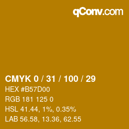 Code couleur: CMYK 0 / 31 / 100 / 29 | qconv.com