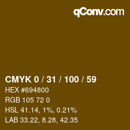 颜色代码: CMYK 0 / 31 / 100 / 59 | qconv.com