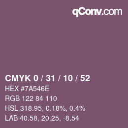 Color code: CMYK 0 / 31 / 10 / 52 | qconv.com