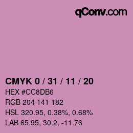 カラーコード: CMYK 0 / 31 / 11 / 20 | qconv.com