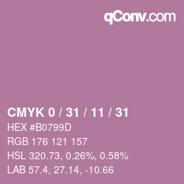 カラーコード: CMYK 0 / 31 / 11 / 31 | qconv.com