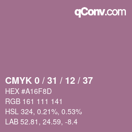 カラーコード: CMYK 0 / 31 / 12 / 37 | qconv.com