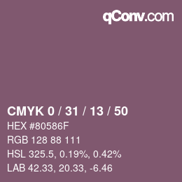 Color code: CMYK 0 / 31 / 13 / 50 | qconv.com
