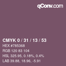 Color code: CMYK 0 / 31 / 13 / 53 | qconv.com