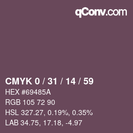 Color code: CMYK 0 / 31 / 14 / 59 | qconv.com