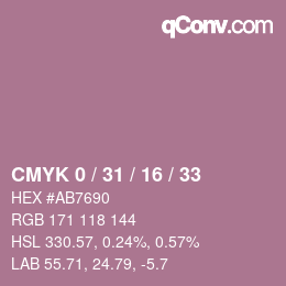 颜色代码: CMYK 0 / 31 / 16 / 33 | qconv.com