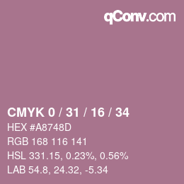Código de color: CMYK 0 / 31 / 16 / 34 | qconv.com