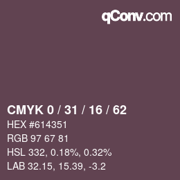 Color code: CMYK 0 / 31 / 16 / 62 | qconv.com