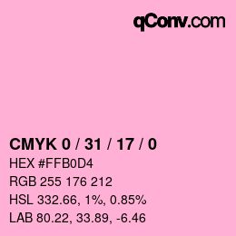 カラーコード: CMYK 0 / 31 / 17 / 0 | qconv.com