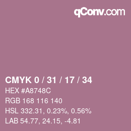 颜色代码: CMYK 0 / 31 / 17 / 34 | qconv.com