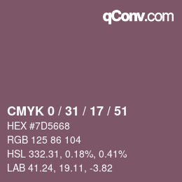 颜色代码: CMYK 0 / 31 / 17 / 51 | qconv.com