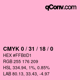 カラーコード: CMYK 0 / 31 / 18 / 0 | qconv.com