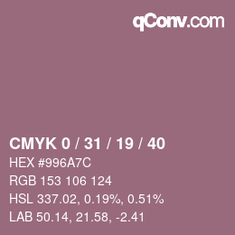 Farbcode: CMYK 0 / 31 / 19 / 40 | qconv.com