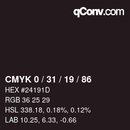 カラーコード: CMYK 0 / 31 / 19 / 86 | qconv.com