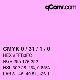 カラーコード: CMYK 0 / 31 / 1 / 0 | qconv.com