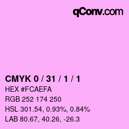 カラーコード: CMYK 0 / 31 / 1 / 1 | qconv.com