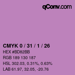 カラーコード: CMYK 0 / 31 / 1 / 26 | qconv.com