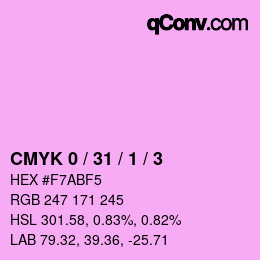 カラーコード: CMYK 0 / 31 / 1 / 3 | qconv.com