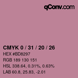 Color code: CMYK 0 / 31 / 20 / 26 | qconv.com