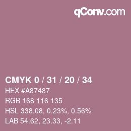 Código de color: CMYK 0 / 31 / 20 / 34 | qconv.com