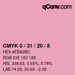 カラーコード: CMYK 0 / 31 / 20 / 8 | qconv.com