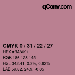 Code couleur: CMYK 0 / 31 / 22 / 27 | qconv.com
