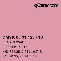 カラーコード: CMYK 0 / 31 / 23 / 13 | qconv.com