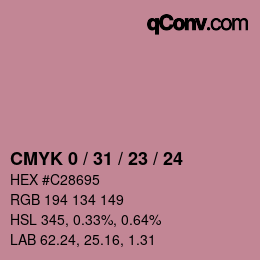 カラーコード: CMYK 0 / 31 / 23 / 24 | qconv.com