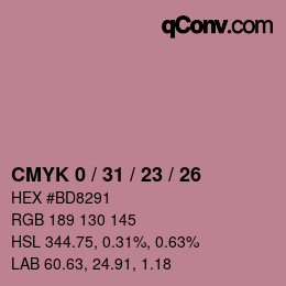 Color code: CMYK 0 / 31 / 23 / 26 | qconv.com