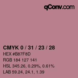 Color code: CMYK 0 / 31 / 23 / 28 | qconv.com