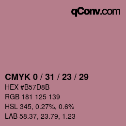 Color code: CMYK 0 / 31 / 23 / 29 | qconv.com