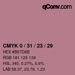 カラーコード: CMYK 0 / 31 / 23 / 29 | qconv.com